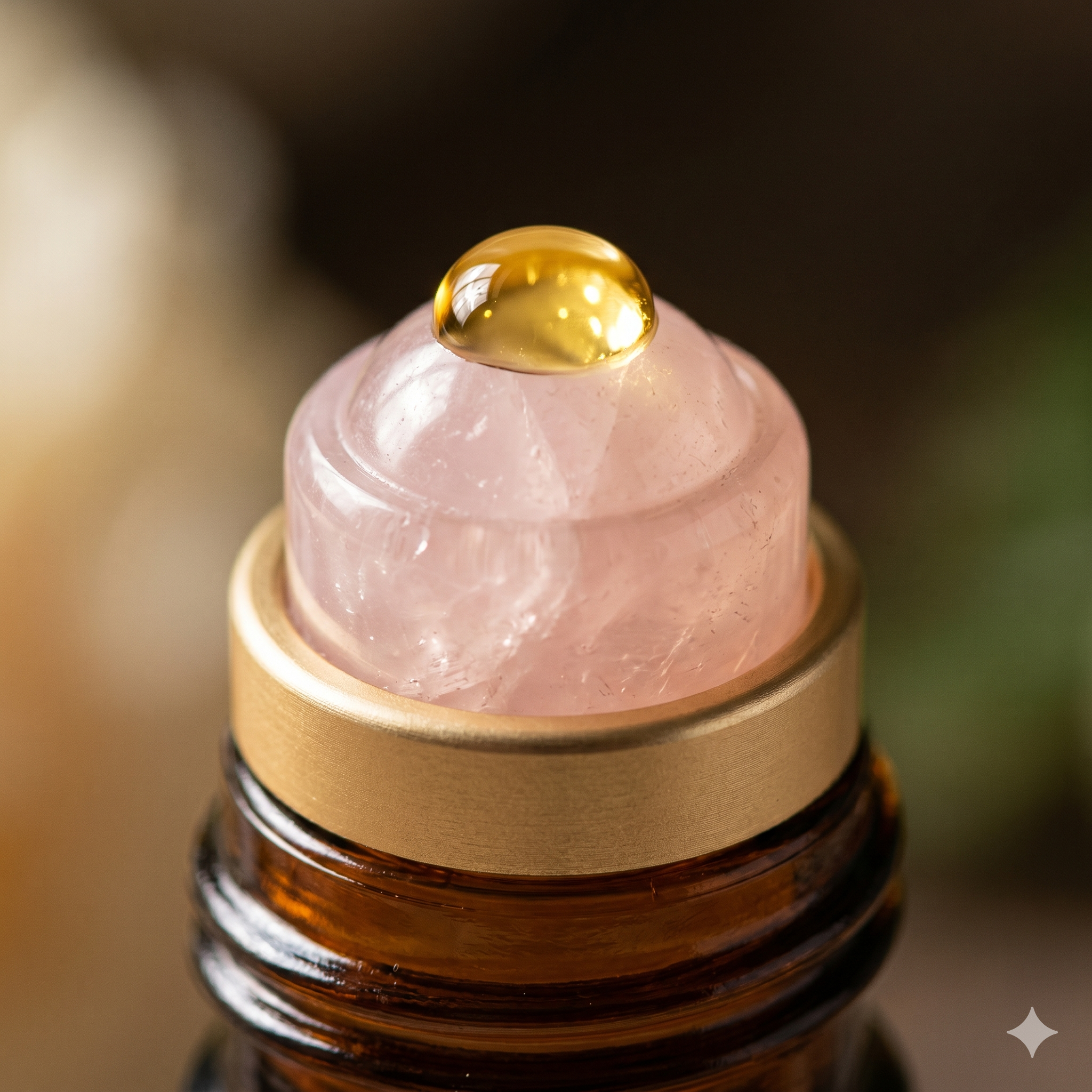 Close-up of the rose quartz roller tip